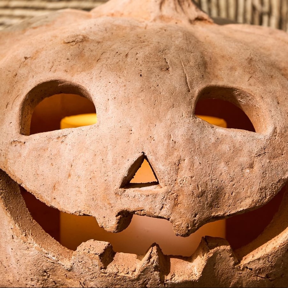 Pottery Barn Medium Size Handmade Terracotta Spooky and Cute Jack O' Lan… - Picture 2 of 16